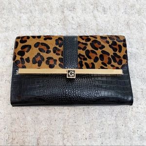 NWT C Wonder leather leopard print clutch